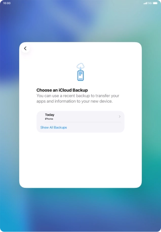 Press the required backup and your tablet restores the content of the selected backup. Subsequently, follow the instructions on the screen to set up your tablet and prepare it for use. Press the required backup and your tablet restores the content of the selected backup. Subsequently, follow the instructions on the screen to set up your tablet and prepare it for use.