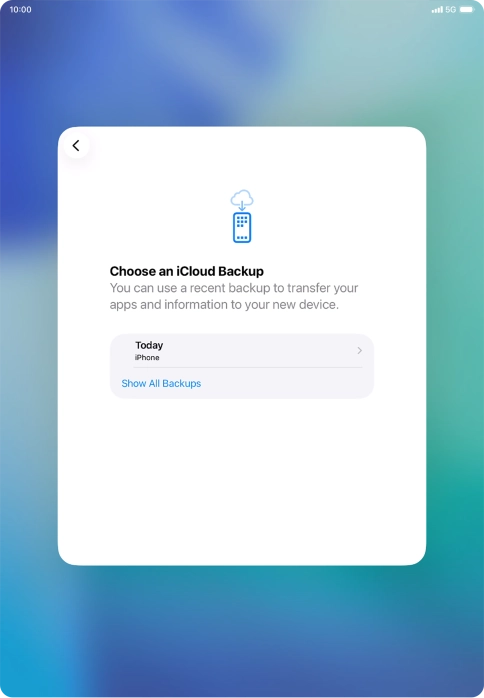 Press the required backup and your tablet restores the content of the selected backup. Subsequently, follow the instructions on the screen to set up your tablet and prepare it for use. Press the required backup and your tablet restores the content of the selected backup. Subsequently, follow the instructions on the screen to set up your tablet and prepare it for use.