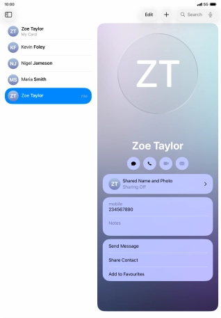 Press the required contact. Press the required contact.