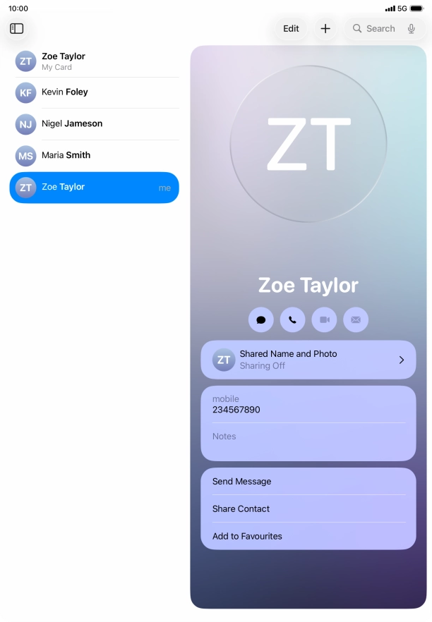 Press the required contact. Press the required contact.