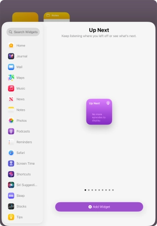 Slide your finger right or left on the screen to select the required widget size. Slide your finger right or left on the screen to select the required widget size.