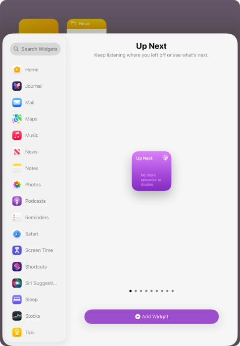 Slide your finger right or left on the screen to select the required widget size. Slide your finger right or left on the screen to select the required widget size.