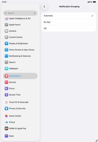 Press the required setting. Press the required setting.