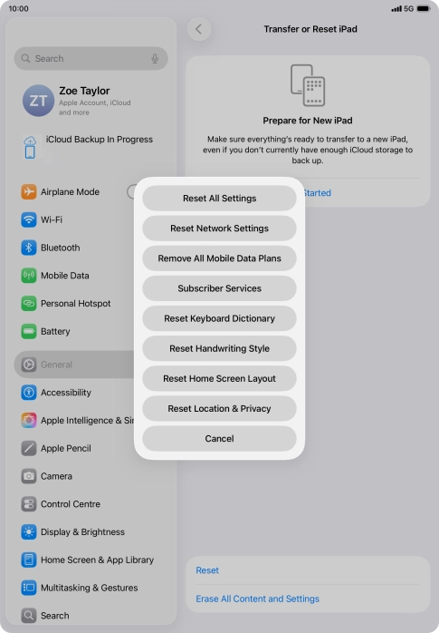 Press Reset All Settings. Press Reset All Settings.