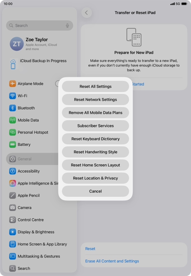 Press Reset All Settings. Press Reset All Settings.