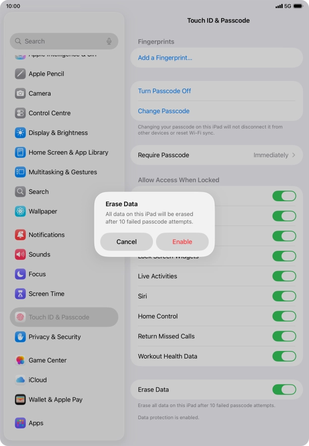 If you turn on the function, press Enable. If you turn on the function, press Enable.