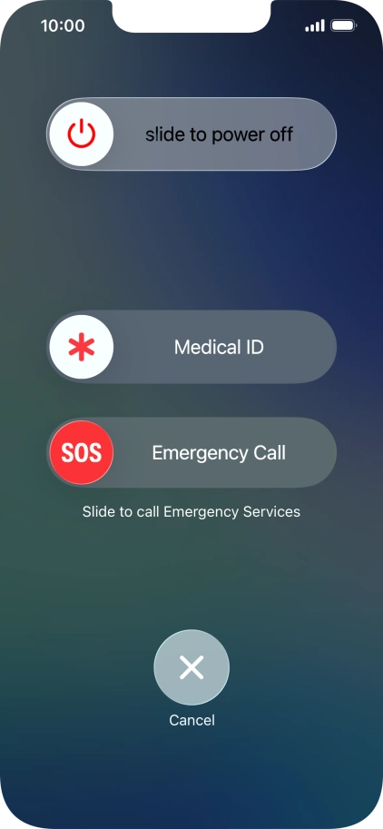 Press and drag the power off icon right. Press and drag the power off icon right.