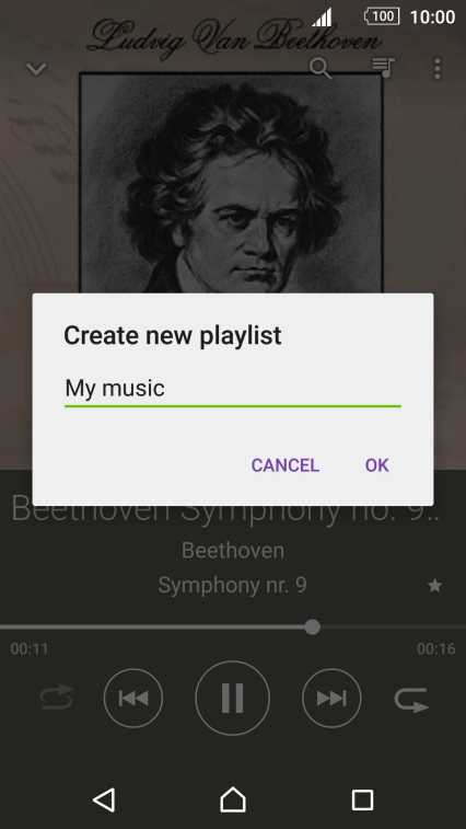 Key in a name for the playlist and press OK. Key in a name for the playlist and press OK.