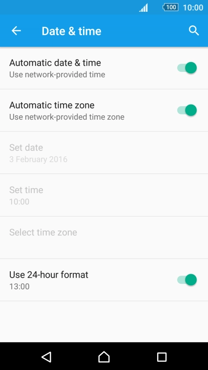 Press Automatic time zone to turn off the function. Press Automatic time zone to turn off the function.
