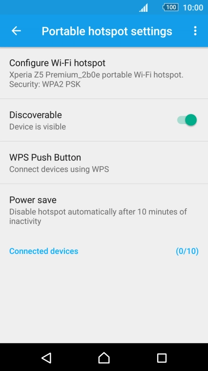 Press Configure Wi-Fi hotspot. Press Configure Wi-Fi hotspot.