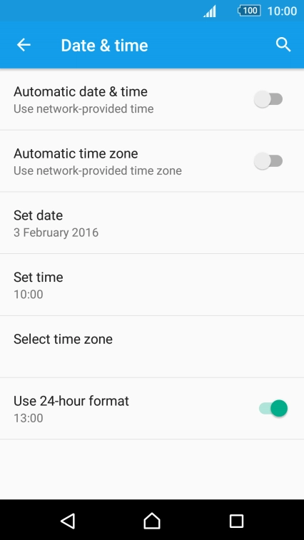 Press Automatic date & time to turn on the function. Press Automatic date & time to turn on the function.