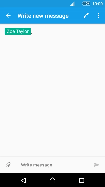 Press the text input field and write the text for your text message. Press the text input field and write the text for your text message.