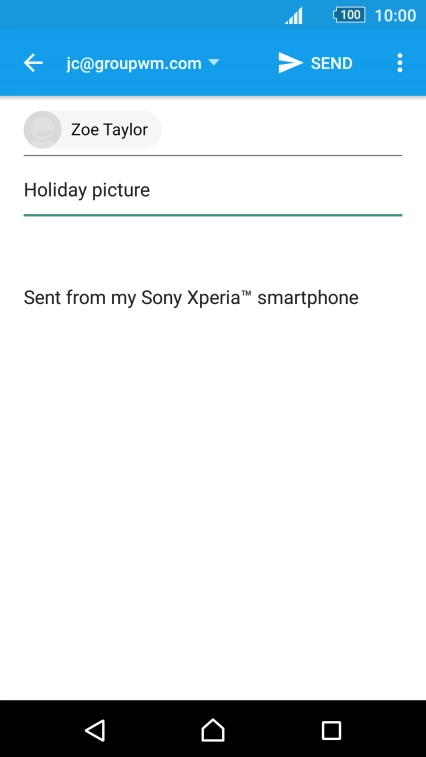 Press the text input field and write the text for your email message. Press the text input field and write the text for your email message.