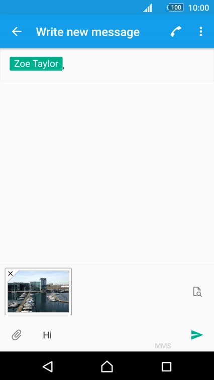 Press the send icon when you've finished your picture message. Press the send icon when you've finished your picture message.