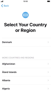Press the required country or area. Press the required country or area.