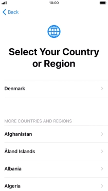 Press the required country or area. Press the required country or area.
