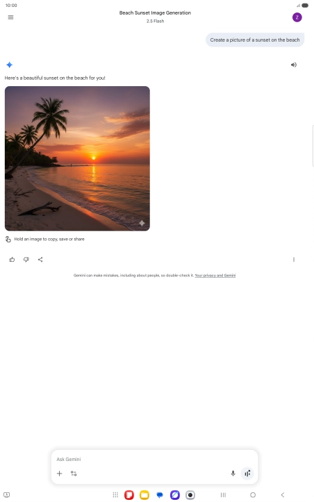 You can also ask Gemini to generate a picture based on your description. You can also ask Gemini to generate a picture based on your description.