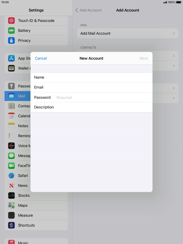 Press Password and key in the password for your email account. Press Password and key in the password for your email account.