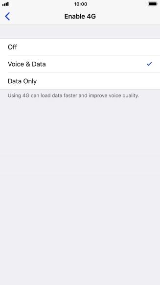 To turn off use of 4G, press Off. To turn off use of 4G, press Off.