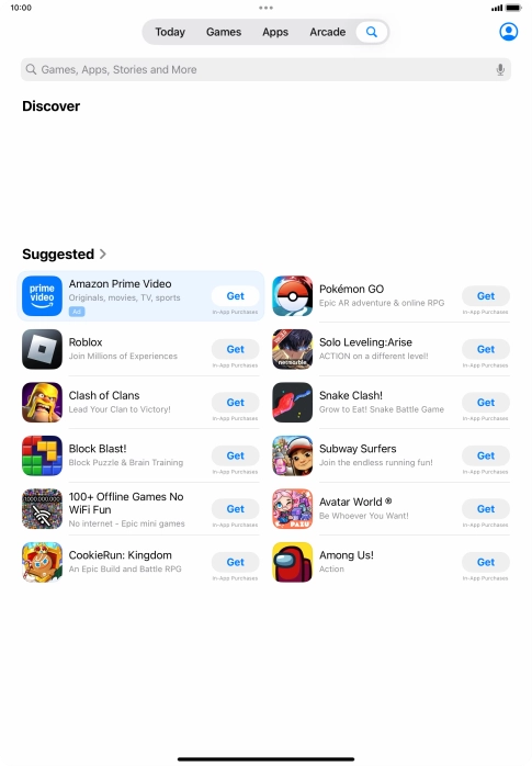 Press the search field. Press the search field.