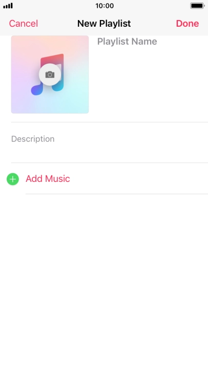 Press the text input field and key in a name for the playlist. Press the text input field and key in a name for the playlist.