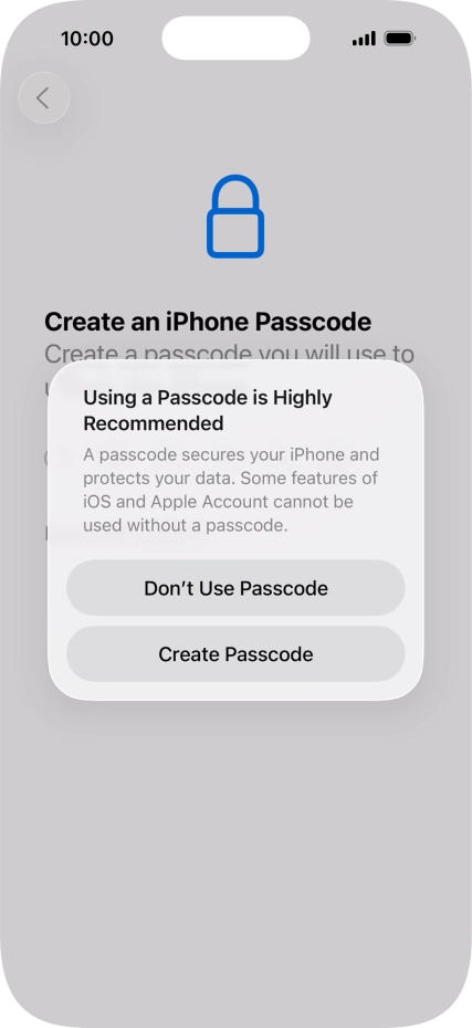 If you turn off the function, press Don't Use Passcode. If you turn off the function, press Don't Use Passcode.