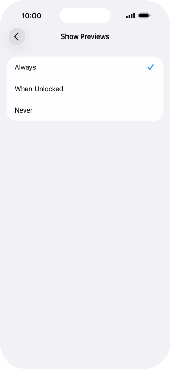 To select notification preview on the lock screen, press Always. To select notification preview on the lock screen, press Always.