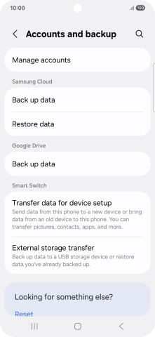 Press Manage accounts. Press Manage accounts.