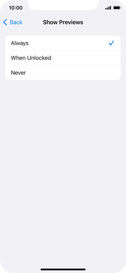 To select notification preview on the lock screen, press Always. To select notification preview on the lock screen, press Always.