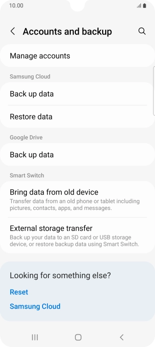 Press Manage accounts. Press Manage accounts.