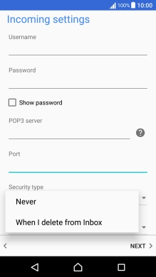 Press Never to keep email messages on the server when you delete them on your phone. Press Never to keep email messages on the server when you delete them on your phone.