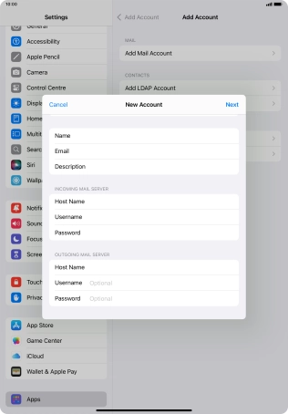 Press Username and key in the username for your email account. Please note that if you're using Vodafone's outgoing server, leave the username field empty. Press Username and key in the username for your email account. Please note that if you're using Vodafone's outgoing server, leave the username field empty.