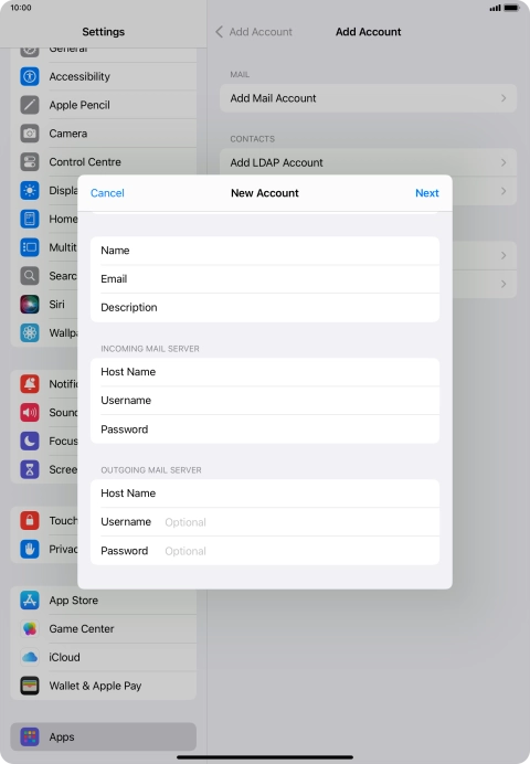 Press Username and key in the username for your email account. Please note that if you're using Vodafone's outgoing server, leave the username field empty. Press Username and key in the username for your email account. Please note that if you're using Vodafone's outgoing server, leave the username field empty.