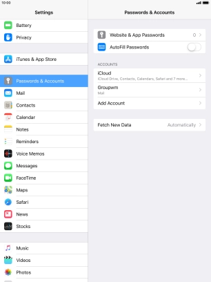 Press the name of the email account you've just set up. Press the name of the email account you've just set up.