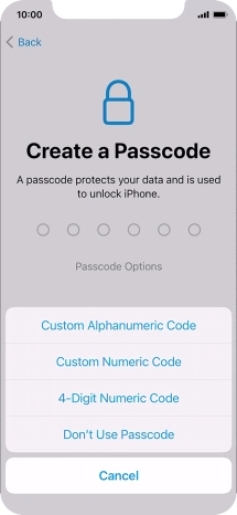 Follow the instructions on the screen to turn on use of phone lock code or press Don't Use Passcode. Follow the instructions on the screen to turn on use of phone lock code or press Don't Use Passcode.