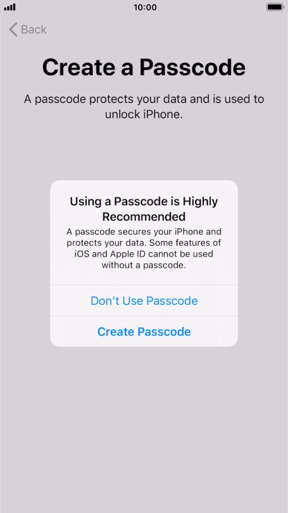 If you turn off the function, press Don't Use Passcode. If you turn off the function, press Don't Use Passcode.
