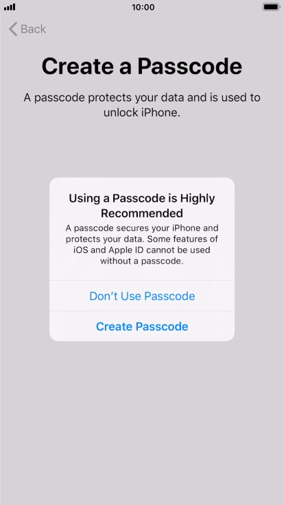 If you turn off the function, press Don't Use Passcode. If you turn off the function, press Don't Use Passcode.