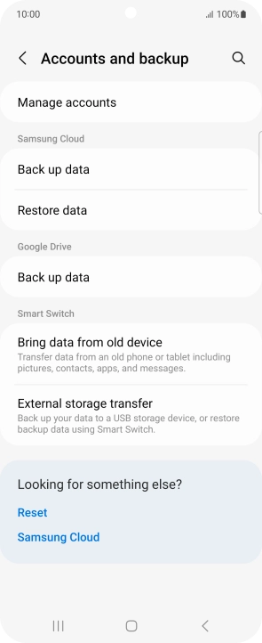 Press Manage accounts. Press Manage accounts.