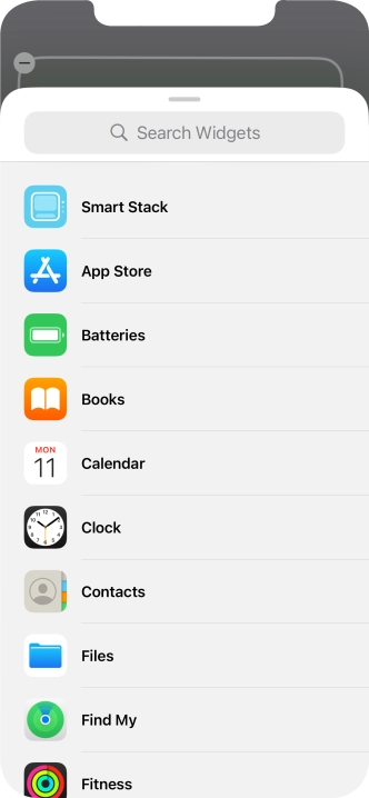 Press the required widget. Press the required widget.