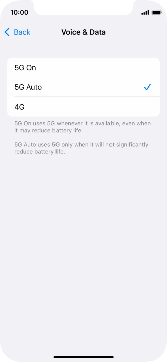 To turn on use of 5G primarily, press 5G On. To turn on use of 5G primarily, press 5G On.