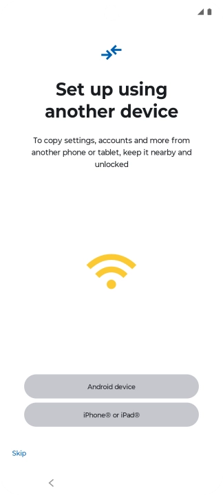 You can transfer the contents of another phone to your phone when it's activated for the first time and after a factory reset. When this screen is displayed, your phone is ready to transfer content from another phone. You can transfer the contents of another phone to your phone when it's activated for the first time and after a factory reset. When this screen is displayed, your phone is ready to transfer content from another phone.