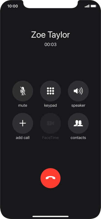 Press the end call icon to end the call. Press the end call icon to end the call.