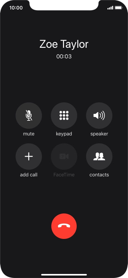 Press the end call icon to end the call. Press the end call icon to end the call.