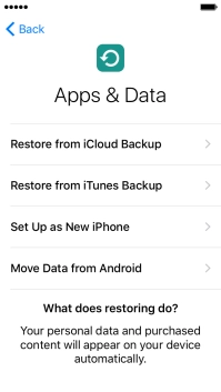 Press Restore from iCloud Backup. Press Restore from iCloud Backup.
