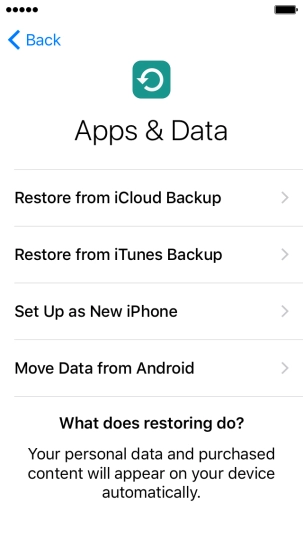 Press Restore from iCloud Backup. Press Restore from iCloud Backup.