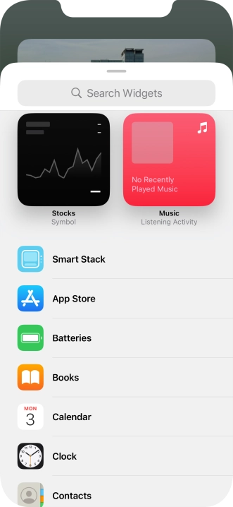 Press the required widget. Press the required widget.