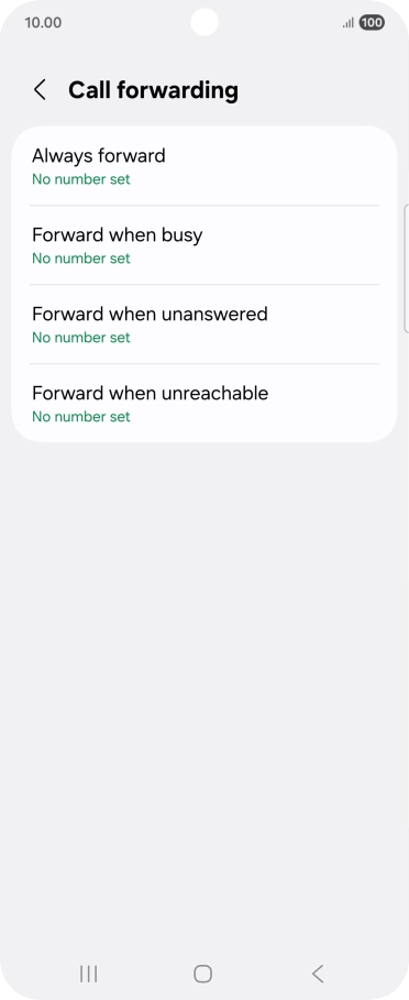 Press the required divert type. Press the required divert type.