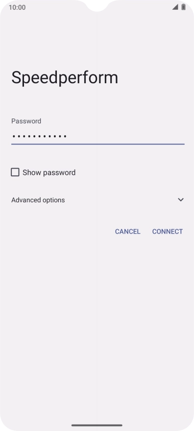 Key in the password for the Wi-Fi network and press CONNECT. Key in the password for the Wi-Fi network and press CONNECT.