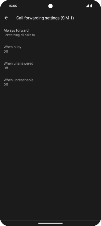 Press the required divert type. Press the required divert type.