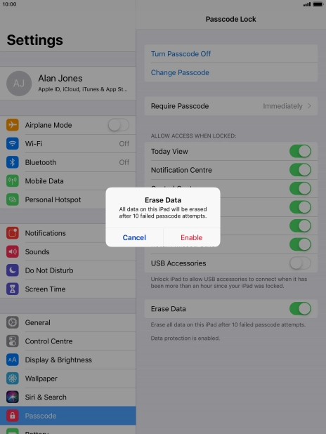 If you turn on the function, press Enable. If you turn on the function, press Enable.